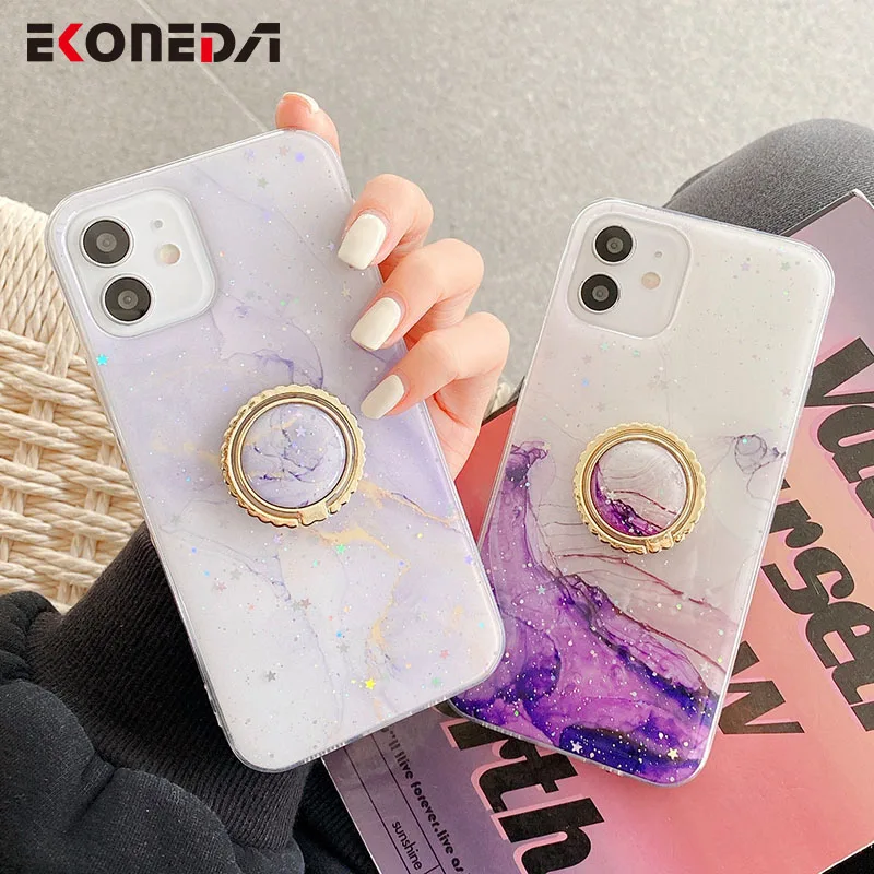 EKONEDA Marble Finger Ring Case For iPhone 11 12 Pro XS Max X XR 7 8 Plus SE Case Silicone Glitter Phone Holder Stand Cover
EKONEDA Marble Finger Ring Case For iPhone 11 12 Pro XS Max X XR 7 8 Plus SE Case Silicone Glitter Phone Holder Stand Cover