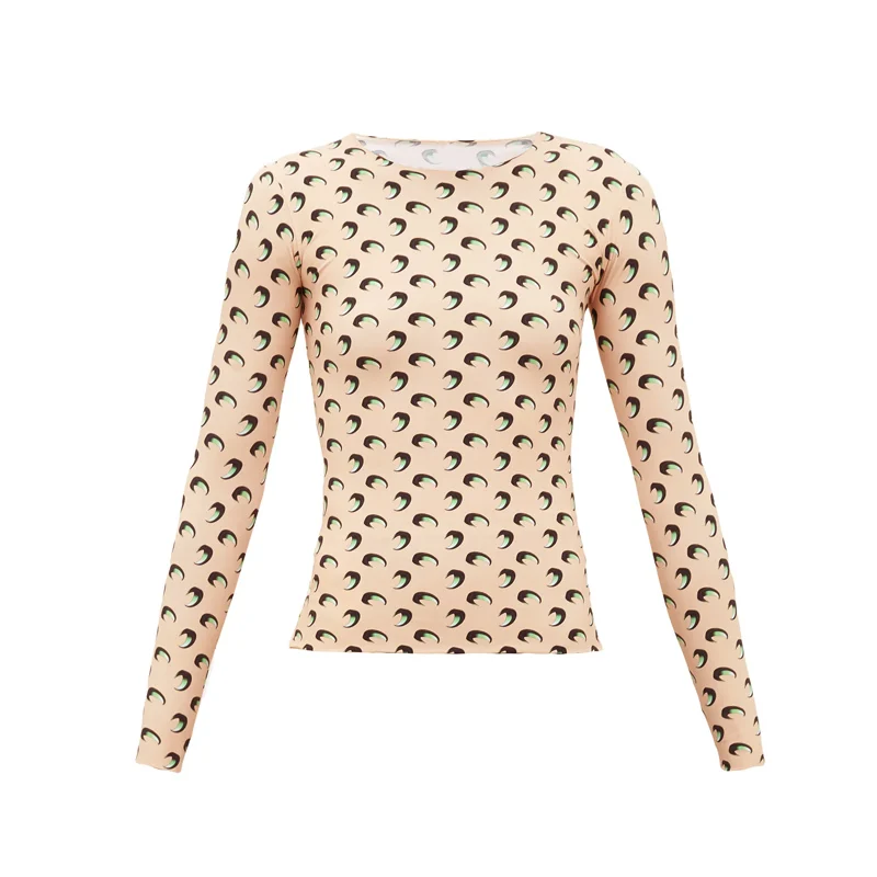 Green Crescent Bottoming Shirt Moon Print Iced Silk Tights Round Neck Long Sleeve Women's Top M2
Green Crescent Bottoming Shirt Moon Print Iced Silk Tights Round Neck Long Sleeve Women's Top M2