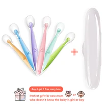 1 set Baby Silicone Soft Spoon Training Feeding Spoons with box Tableware for Children kid Infants Sensing solid feeding Cutlery