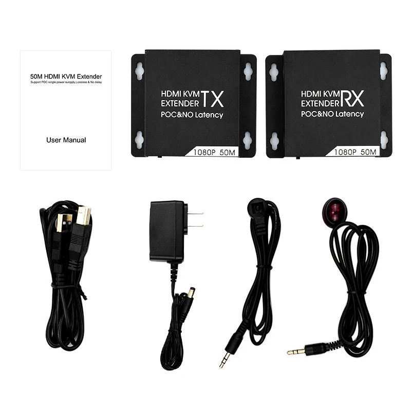 50M HDMI KVM Extender By UTP STP CAT6 CAT6A CAT7 1 TX + 1 RX TCP/IP Support 3D, HDCP, EDID POC Power Supply 
50M HDMI KVM Extender By UTP STP CAT6 CAT6A CAT7 1 TX + 1 RX TCP/IP Support 3D, HDCP, EDID POC Power Supply
