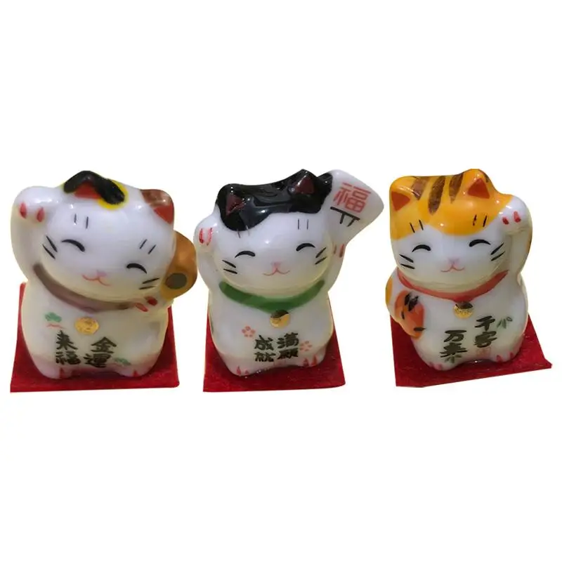 3 шт. Lucky Cat домашний декор керамические изделия украшения рабочего Творческий