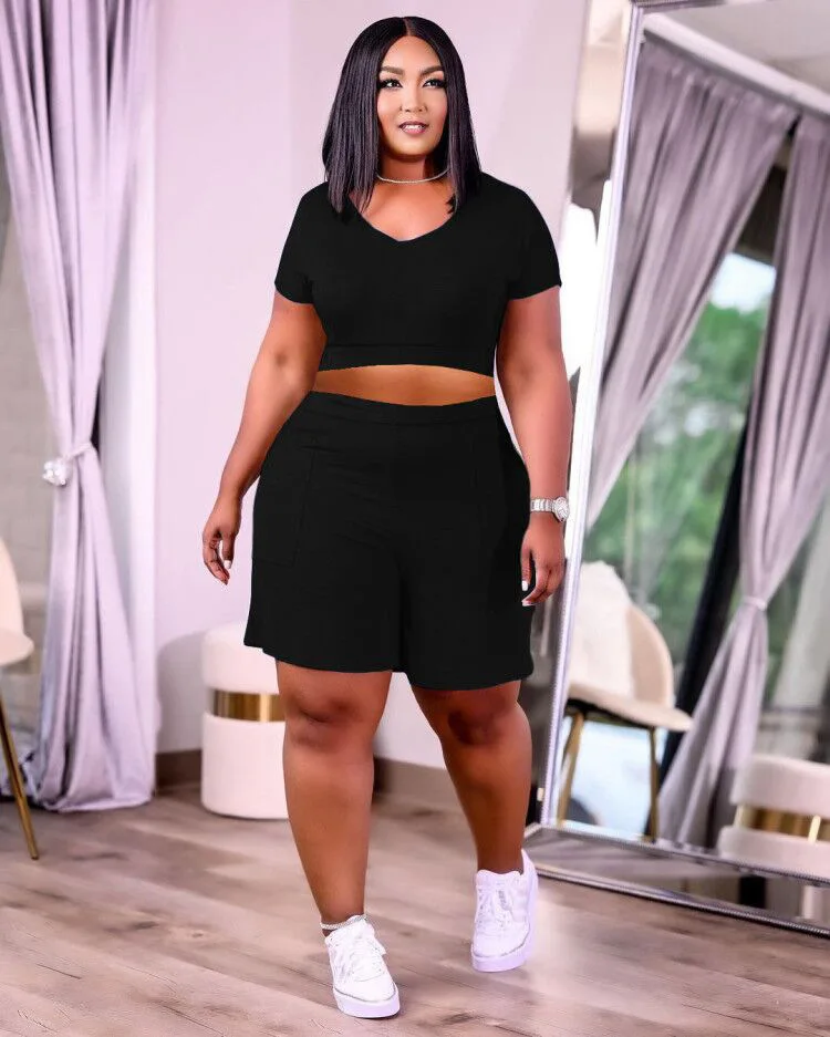 Sports Style Women's Clothing Fashion Casual Sexy Solid Color Pocket V Neck Short Sleevess Tight Fitting Two Piece Suit
Sports Style Women's Clothing Fashion Casual Sexy Solid Color Pocket V Neck Short Sleevess Tight Fitting Two Piece Suit