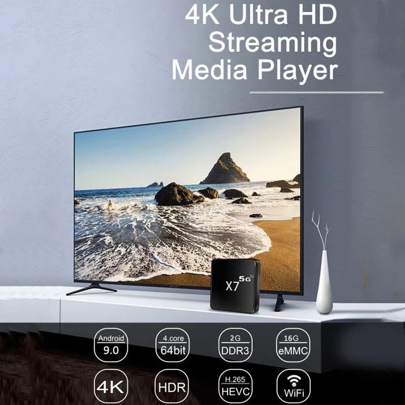 X7 TV Box Android 9.0 2GB RAM 16GB ROM Amlogic S905L2 Quad Core 2.4G/5G WiFi 4K HDMI Media Player Smart TV Box EU Plug
X7 TV Box Android 9.0 2GB RAM 16GB ROM Amlogic S905L2 Quad Core 2.4G/5G WiFi 4K HDMI Media Player Smart TV Box EU Plug