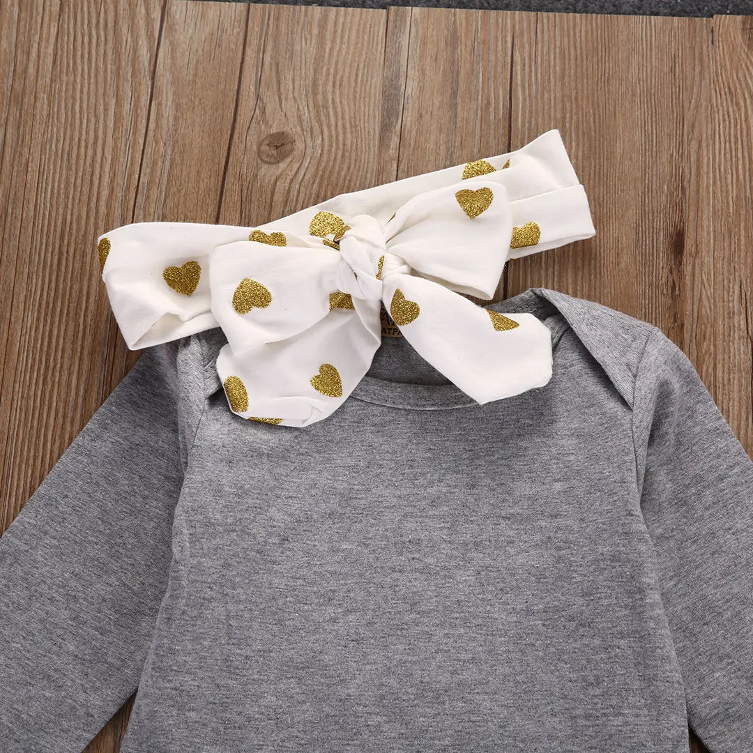 Pudcoco 2020 Autumn 0-18M Newborn Baby Girls 3Pcs Set Gray Solid Color Long Sleeve Bodysuit+Heart Print Pants+Headband Outfits
Pudcoco 2020 Autumn 0-18M Newborn Baby Girls 3Pcs Set Gray Solid Color Long Sleeve Bodysuit+Heart Print Pants+Headband Outfits