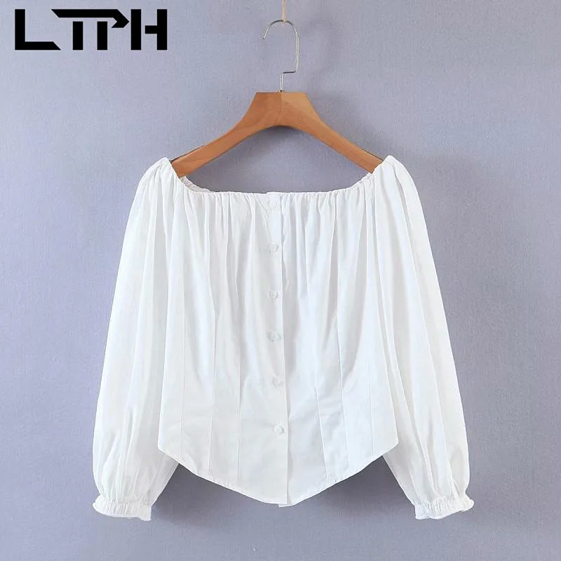 LTPH vintage French simple women shirts blouses loose Slim waist one word collar Puff Sleeve Single Breasted Tops 2020Autumn New
LTPH vintage French simple women shirts blouses loose Slim waist one word collar Puff Sleeve Single Breasted Tops 2020Autumn New