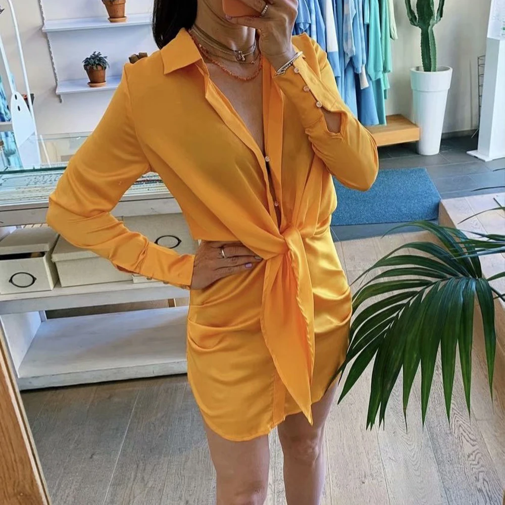 ZA2021 European and American satin shirt skirt female design sense niche summer thin high waist temperament mini dress
ZA2021 European and American satin shirt skirt female design sense niche summer thin high waist temperament mini dress