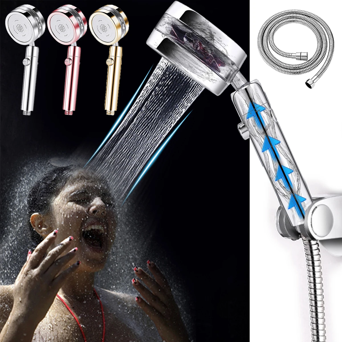 Shower Head Powerful Turbocharged Water-Saving High-Pressure 360 Degrees Rotating Switchable 2 Spray Types Bathroom Accessories
Shower Head Powerful Turbocharged Water-Saving High-Pressure 360 Degrees Rotating Switchable 2 Spray Types Bathroom Accessories