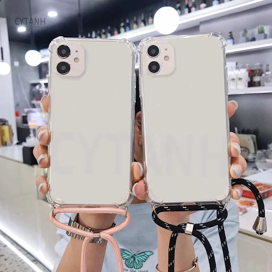 Фото Чехол 2019 Y5 2018 Y9 Prime чехол с ремешком на плечо шнур прозрачный для Huawei Y6 Y7 Pro