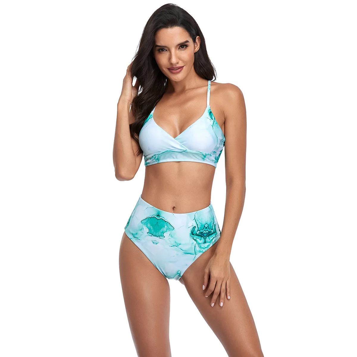 New style European and American swimwear ladies split strap tie-dye tight sexy bikini swimsuit
New style European and American swimwear ladies split strap tie-dye tight sexy bikini swimsuit