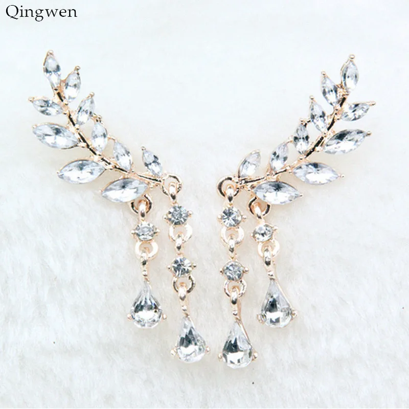 Qingwen 2019 новые очаровательные серьги в форме цветка с кристаллами для женщин