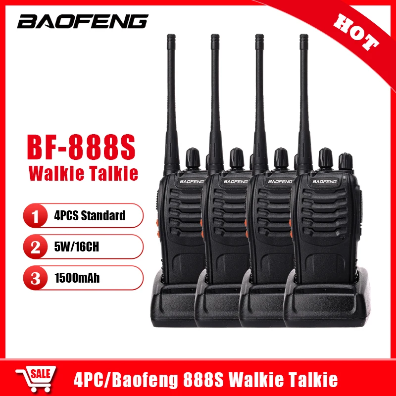 

4PCS Baofeng BF-888S Walkie Talkie BF888s 5W Two-Way Radio Portable CB Ham Radio UHF 400-470MHz 16CH Handy Radio Original Brand
