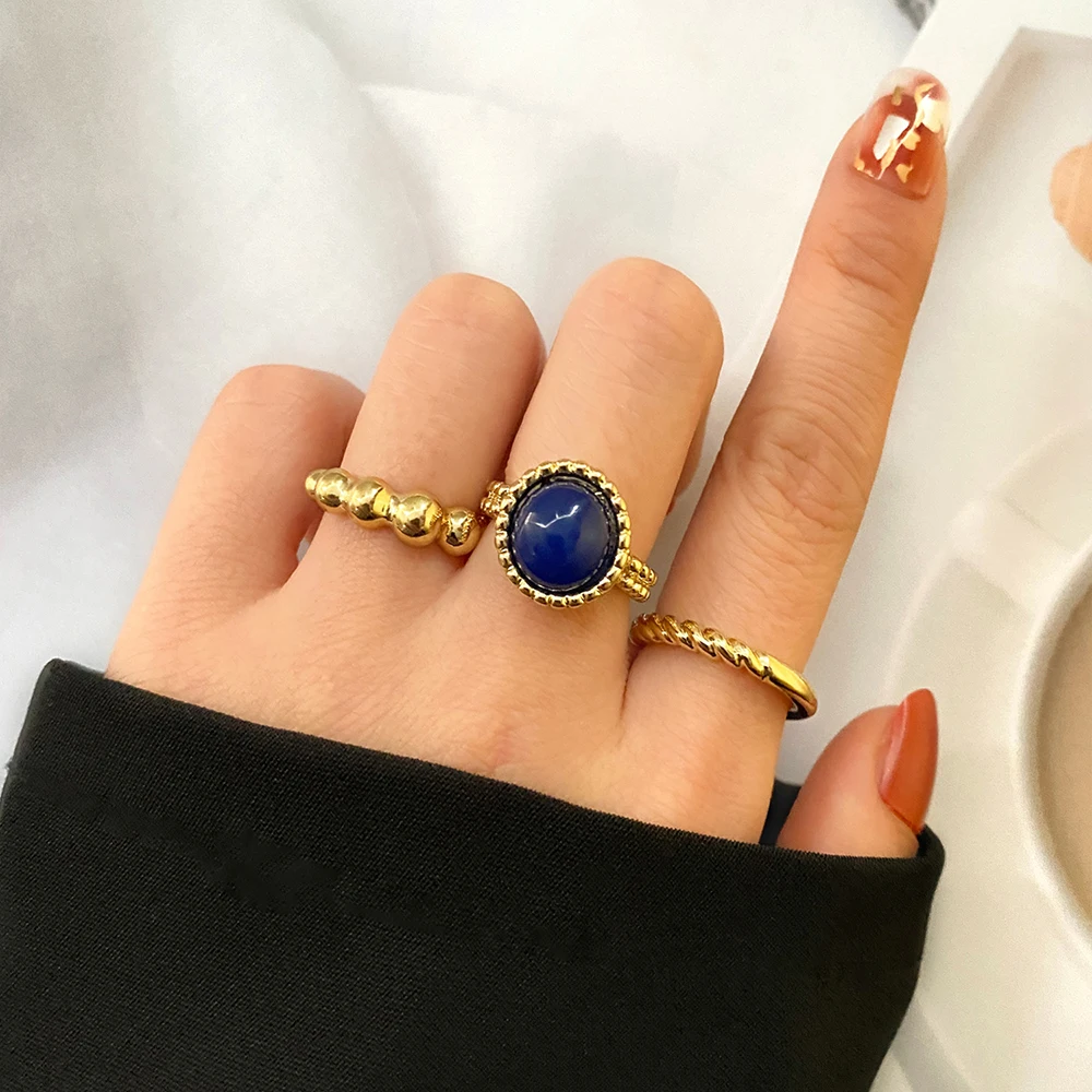 3Pcs/Set Vintage Gold Twisted Round Blue Stone Joint Ring Set Female Geometric Alloy Metal Charm Ring Fashion Jewelry Gift
3Pcs/Set Vintage Gold Twisted Round Blue Stone Joint Ring Set Female Geometric Alloy Metal Charm Ring Fashion Jewelry Gift