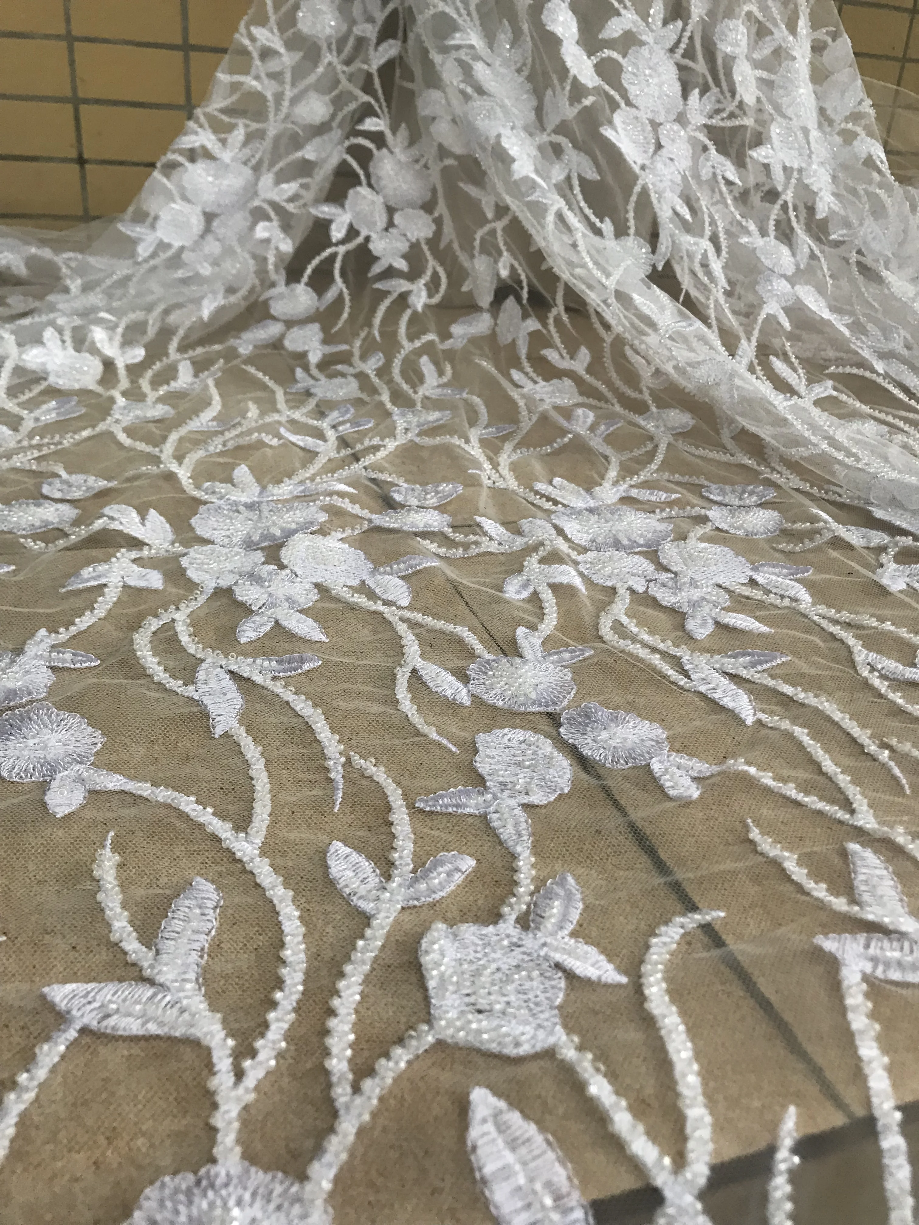 Bridal French Net Lace Fabric SYJ-56684 wholesale African Embroidery Tulle Mesh Lace with beads For Wedding
Bridal French Net Lace Fabric SYJ-56684 wholesale African Embroidery Tulle Mesh Lace with beads For Wedding