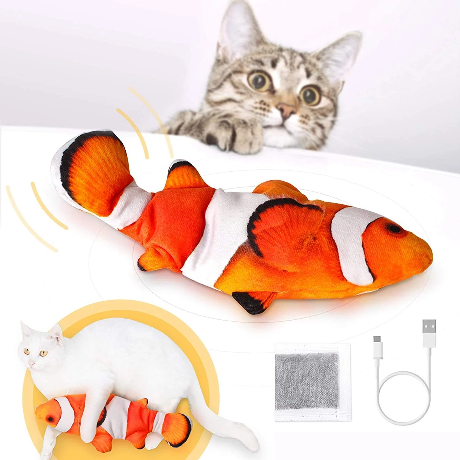 Electric Floppy Fish Cat Toys Interactive Catnip Automatic Flopping Rechargeable Realistic Fish Moving Pet Product for Cats Chew
Electric Floppy Fish Cat Toys Interactive Catnip Automatic Flopping Rechargeable Realistic Fish Moving Pet Product for Cats Chew