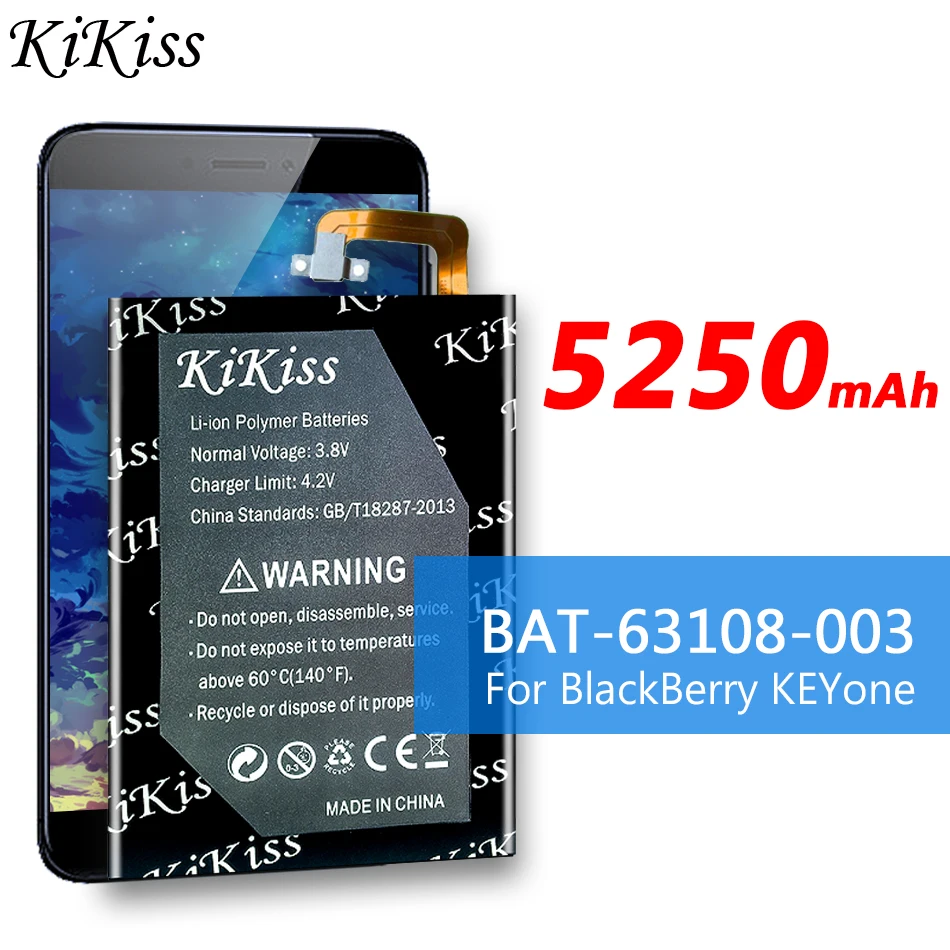 Аккумулятор KiKiss 5250 мАч высокого качества, новый аккумулятор BAT-63108-003 для смартфона BlackBerry KEYone + Бесплатные инструменты
Аккумулятор KiKiss 5250 мАч высокого качества, новый аккумулятор BAT-63108-003 для смартфона BlackBerry KEYone + Бесплатные инструменты