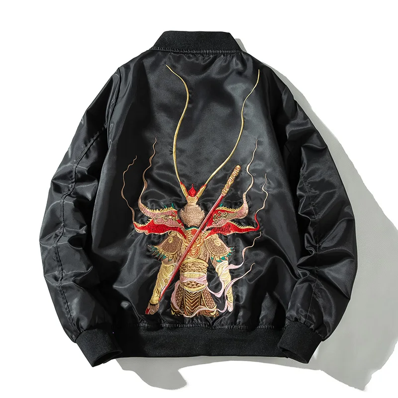 Новая мужская кожаная куртка Sukajan бомбер с японской вышивкой верхняя одежда
