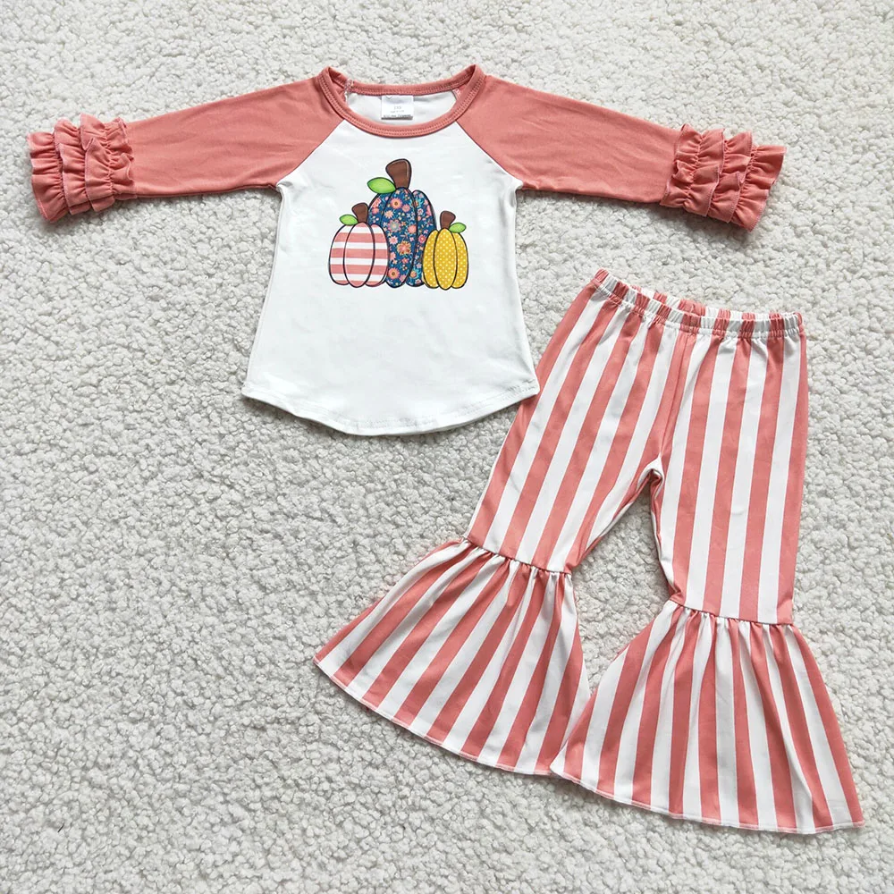 Ready To Ship Items In Stock For Kids Clothes Halloween Girl Long Icing Ruffle Sleeve Pumpkin Top Match Stripes Flare Pants Set
Ready To Ship Items In Stock For Kids Clothes Halloween Girl Long Icing Ruffle Sleeve Pumpkin Top Match Stripes Flare Pants Set