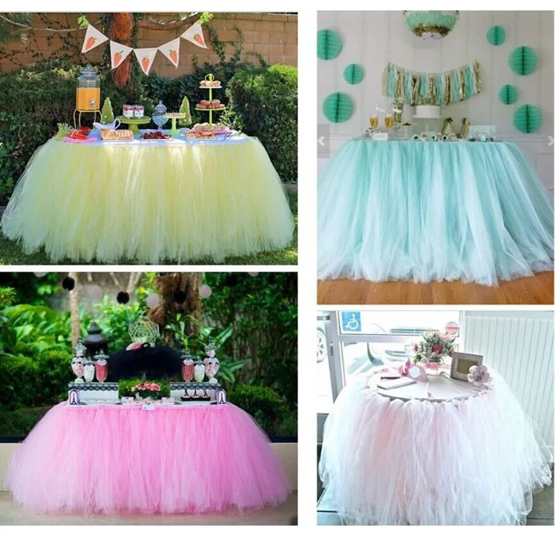 1*0.8m Sweet Table Decoration Baby Shower Decorations Party Cloth Pink Tulle Tutu Skirt Romantic Wedding Favor | Дом и сад