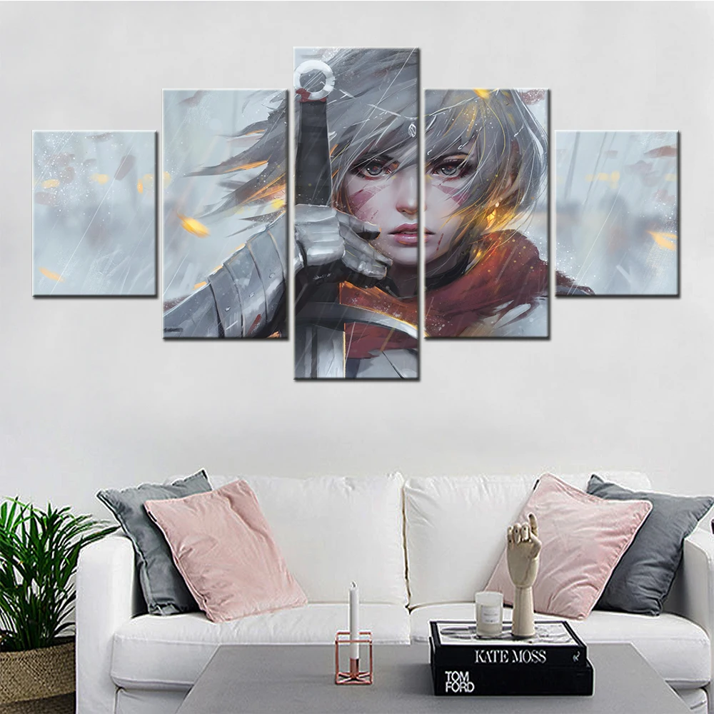 Canvas Painting 5 Piece Japanese Anime Warrior Girl Fantasy Swordplay Wall Art Modern Pictures Home Living Bedroom Decoration
Canvas Painting 5 Piece Japanese Anime Warrior Girl Fantasy Swordplay Wall Art Modern Pictures Home Living Bedroom Decoration