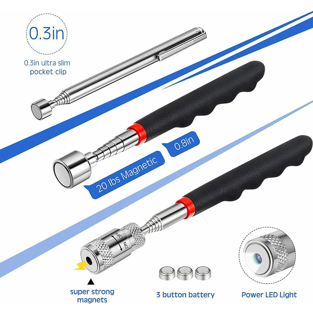3Pcs Magnet Pickup Tools Telescoping Include LED Light Magnet Stick Extend Inspection WeePro Telescoping Magnet Pickup Rod Tool
3Pcs Magnet Pickup Tools Telescoping Include LED Light Magnet Stick Extend Inspection WeePro Telescoping Magnet Pickup Rod Tool