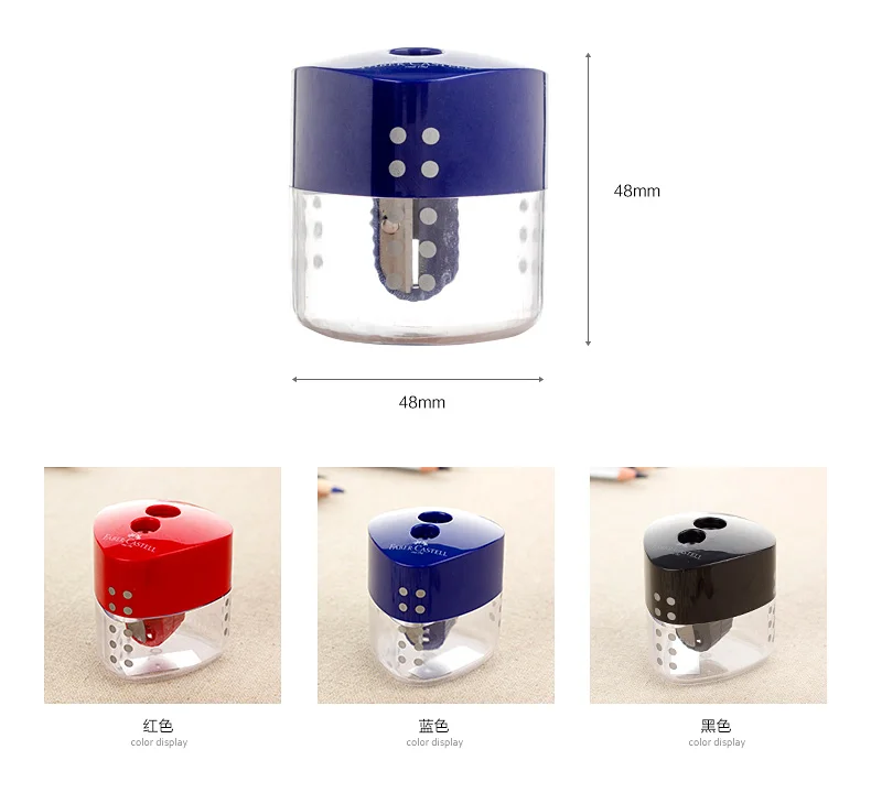 1pc Faber Castell pencil sharpener 1831 Double Hole Red/Blue/Black with container Office and School Supplies
1pc Faber Castell pencil sharpener 1831 Double Hole Red/Blue/Black with container Office and School Supplies