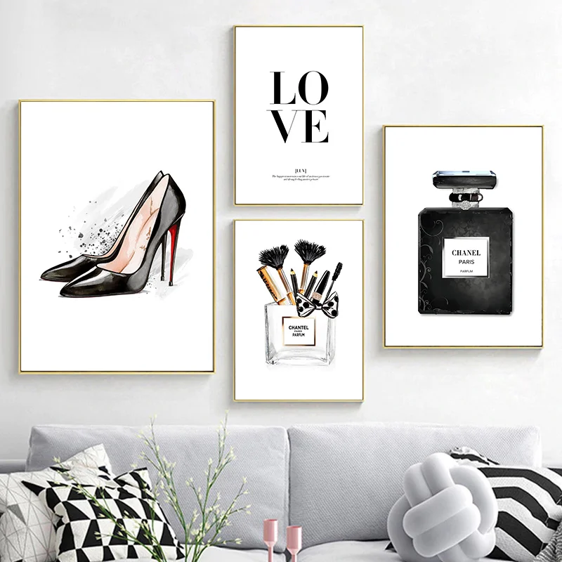 Modern Wall Art Home Decor Perfume Bottle Canvas Painting High-Heeled Shoes Wall Pictures For Living Room Fashion Poster cuadros
Modern Wall Art Home Decor Perfume Bottle Canvas Painting High-Heeled Shoes Wall Pictures For Living Room Fashion Poster cuadros