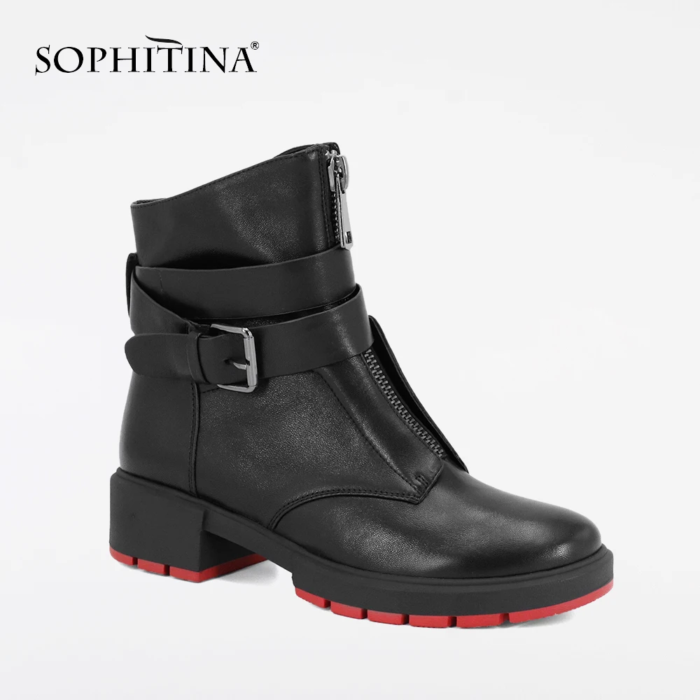 SOPHITINA New 2019 Sheepskin Ankle Boots Casual Thick Round Toe Square Heel Women Shoes With Retro Buckle Warm Winter Boots M46
SOPHITINA New 2019 Sheepskin Ankle Boots Casual Thick Round Toe Square Heel Women Shoes With Retro Buckle Warm Winter Boots M46