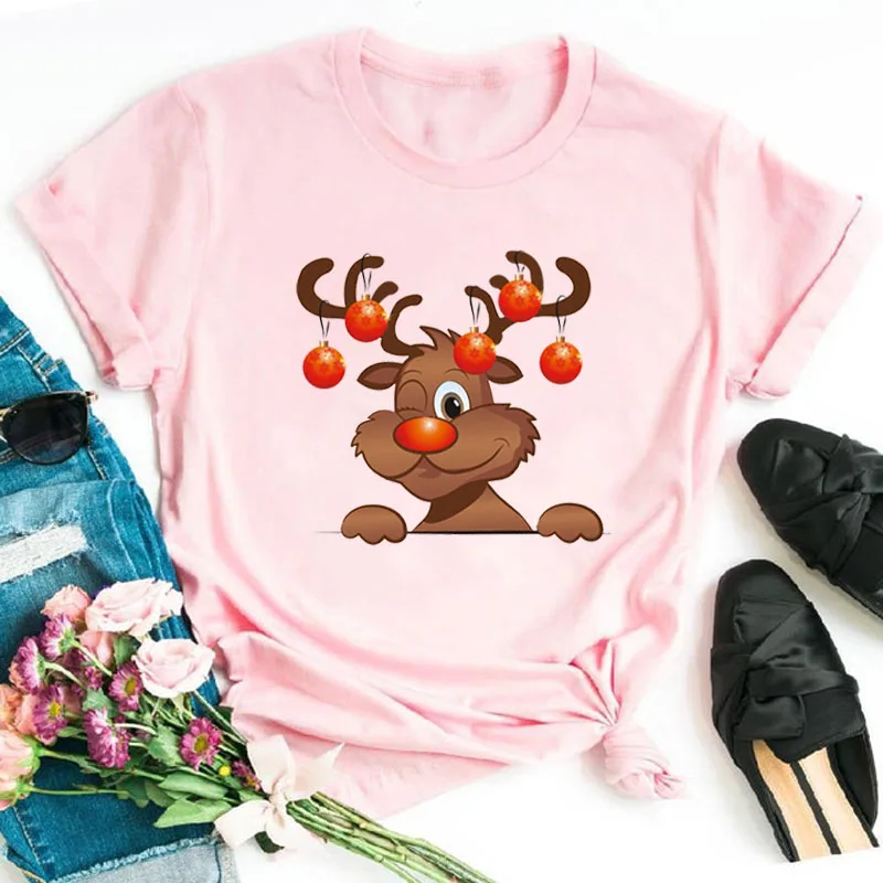 Cute Fawn Print T-shirt Ladies Christmas Hat Harajuku Santa T-shirt Four Seasons Gift
Cute Fawn Print T-shirt Ladies Christmas Hat Harajuku Santa T-shirt Four Seasons Gift