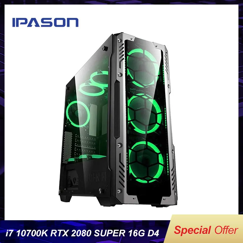 IPASON Новый высококлассный I7 10700K Rtx2080 обновление RTX 3070 8G Z490 1t M2 Nvme SSD PUBG игровой