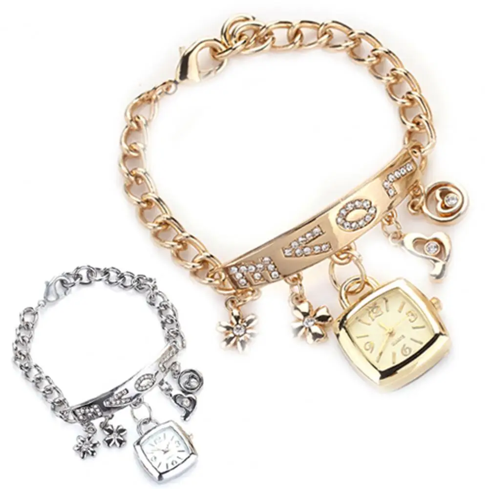 Лидер продаж женские часы-браслет с цветами часы роскошным сердцем в любовном