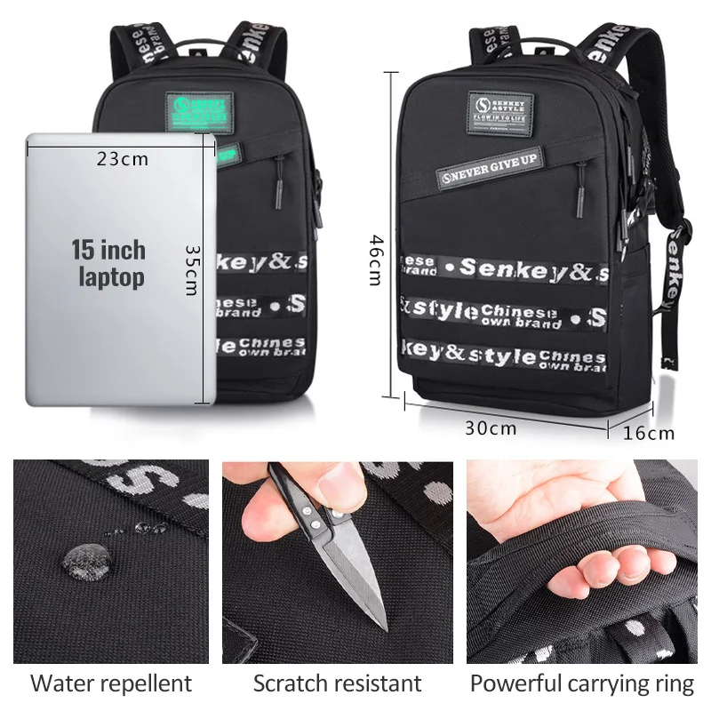 SENKEY men Backpack USB Travel Daypack Shoulder School Bag Boys girl Laptop Bag Men Fashion Rucksack Travel Bag mochila Bookbag
SENKEY men Backpack USB Travel Daypack Shoulder School Bag Boys girl Laptop Bag Men Fashion Rucksack Travel Bag mochila Bookbag