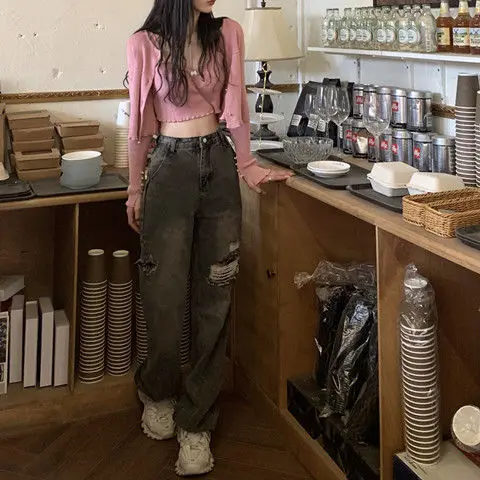 Straight cut jeans women's 2021 spring and summer Korean version new Retro High Waist loose and thin wide leg floor dragging
Straight cut jeans women's 2021 spring and summer Korean version new Retro High Waist loose and thin wide leg floor dragging