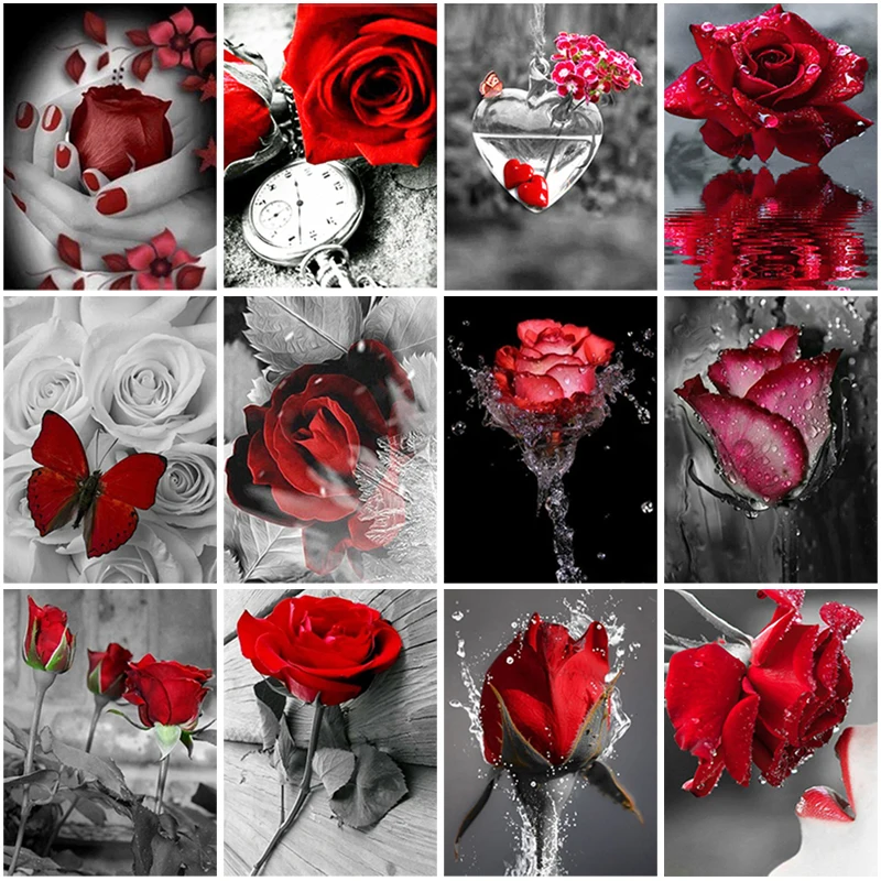 5D Diy Diamond Painting Kits for Adult Red Rose Full Square Round Drill Diamond Embroidery Flower Black and White Mosaic Home
5D Diy Diamond Painting Kits for Adult Red Rose Full Square Round Drill Diamond Embroidery Flower Black and White Mosaic Home