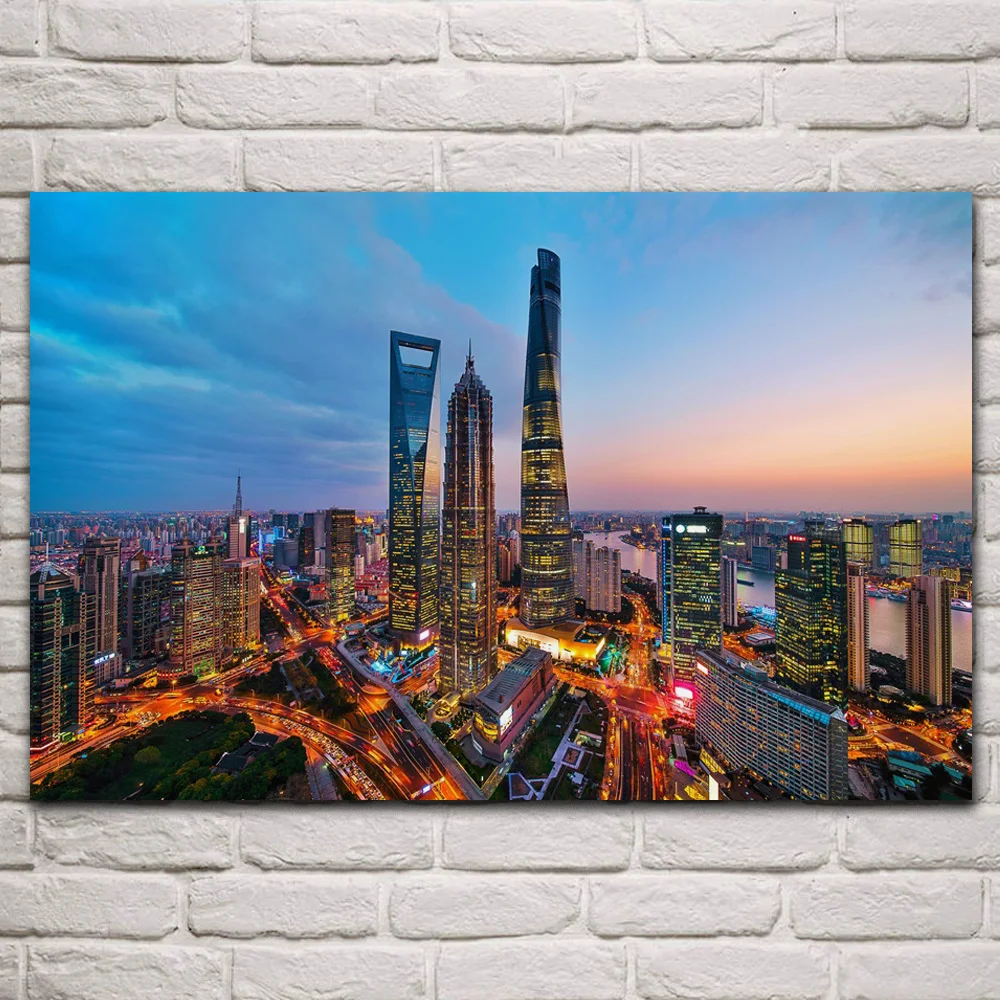 New Landmark Night Scene Shanghai China landscape fabric posters on the wall picture home art living room decoration KQ484 
New Landmark Night Scene Shanghai China landscape fabric posters on the wall picture home art living room decoration KQ484