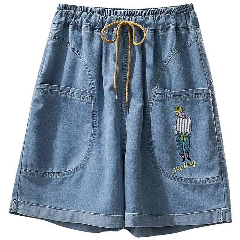 2021 summer new high waist denim shorts women's loose size national style thin wide leg Capris
2021 summer new high waist denim shorts women's loose size national style thin wide leg Capris