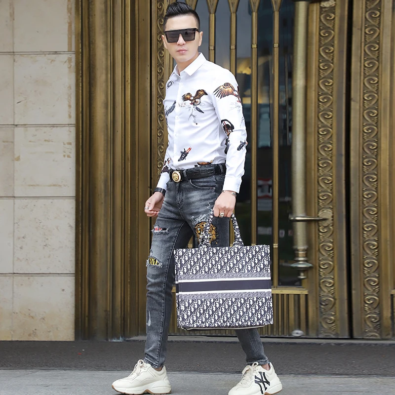 High Quality Brand Shirts Men Eagle Printed Long Sleeve Casual Dress Shirt Slim Business Night Club Party Blusa Chemise Homme
High Quality Brand Shirts Men Eagle Printed Long Sleeve Casual Dress Shirt Slim Business Night Club Party Blusa Chemise Homme