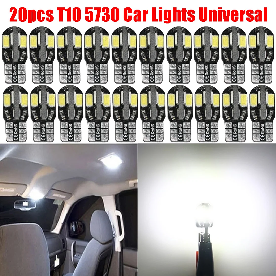 

T10 194 168 W5W 5730 8 LED SMD White Bulbs for Car Interior Canbus Car Side Wedge Light Indicator Reading License Lights Lamps