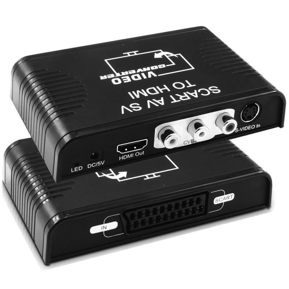 Новый S-video AV Scart К HDMI преобразователь Переключатель 3-в-1 RCA in к видео и аудио с