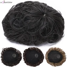 S-noilite 16x19cm Men Toupee Human Hair Replacement System Hair Toppers Hairpiece 4Inch Hair Wig Extensions Male Hair Prosthesis