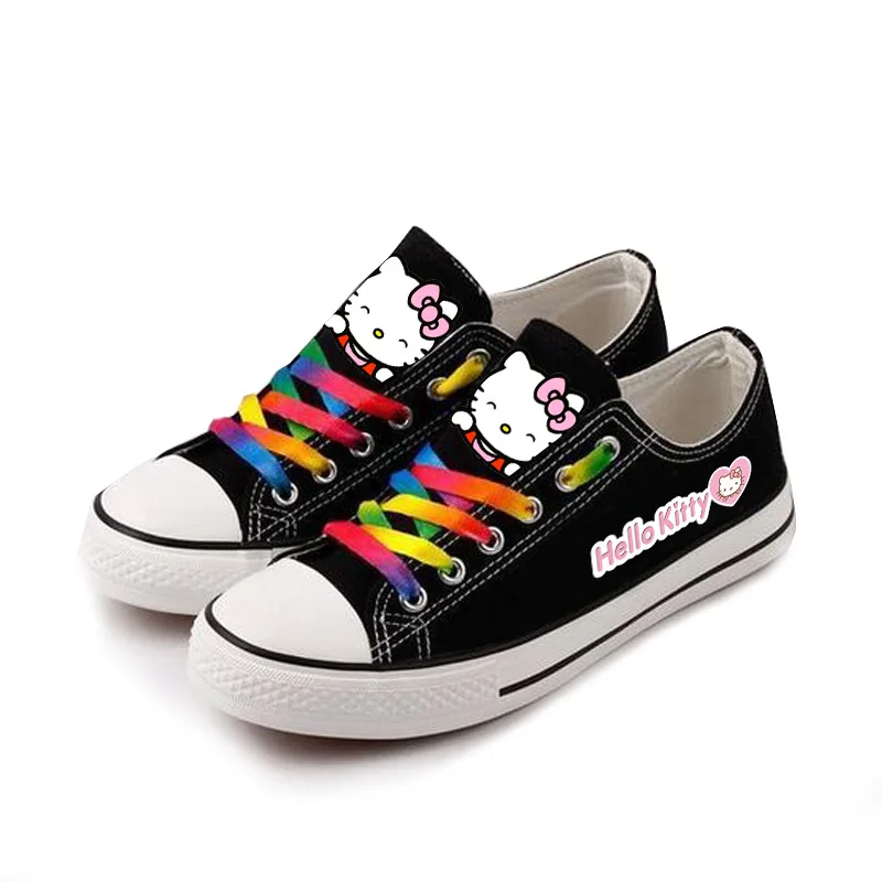 Женская Молодежная повседневная обувь hello kitty Тканевая kawayi на шнуровке школьная