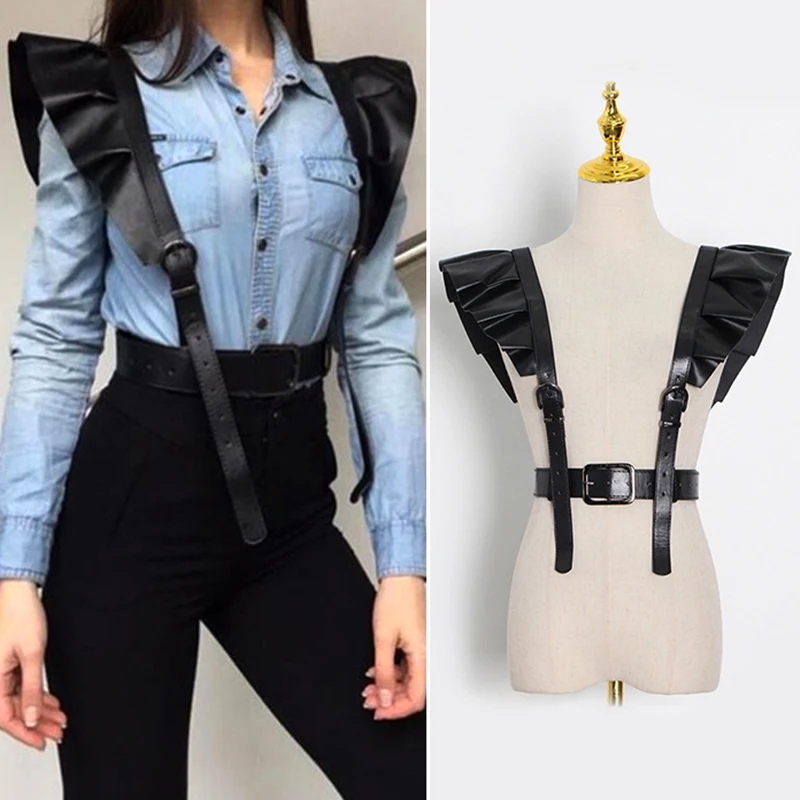 Ремень кожаный в стиле панк, кружевной, пояс для подтяжек 
Ремень кожаный в стиле панк, кружевной, пояс для подтяжек