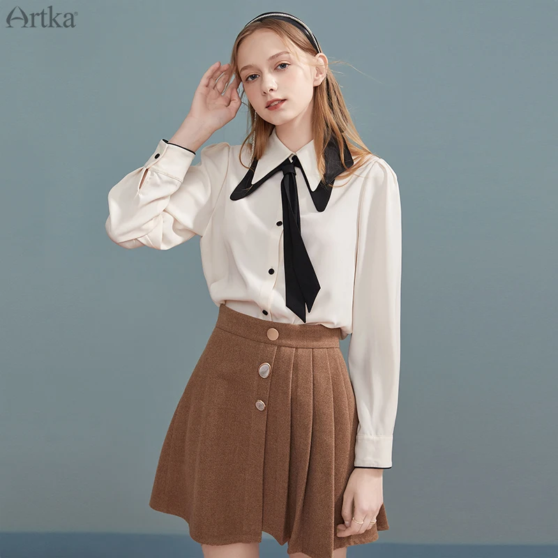 ARTKA 2020 Осенняя новинка Женская блузка Модная элегантная OL Стильная белая рубашка с отложным воротником на шнуровке с длинным рукавом SA20306Q
ARTKA 2020 Осенняя новинка Женская блузка Модная элегантная OL Стильная белая рубашка с отложным воротником на шнуровке с длинным рукавом SA20306Q