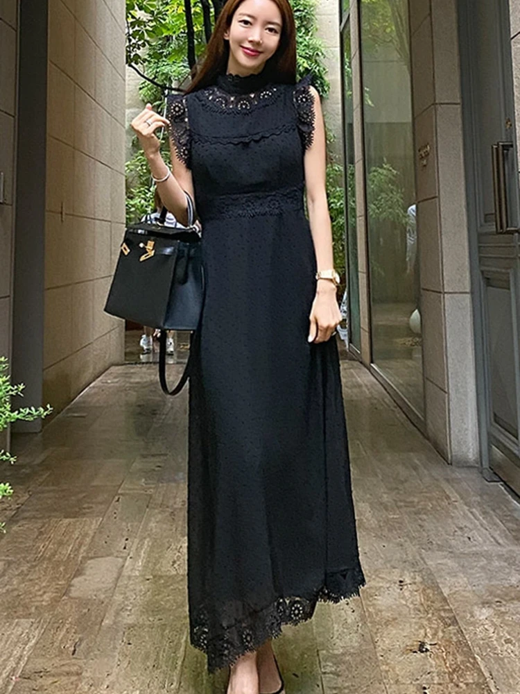 Sexy Lace Splice Women Party Dress Elegant Sleeveless Female Office High Waist Long Dress Summer dresses Vestido
Sexy Lace Splice Women Party Dress Elegant Sleeveless Female Office High Waist Long Dress Summer dresses Vestido