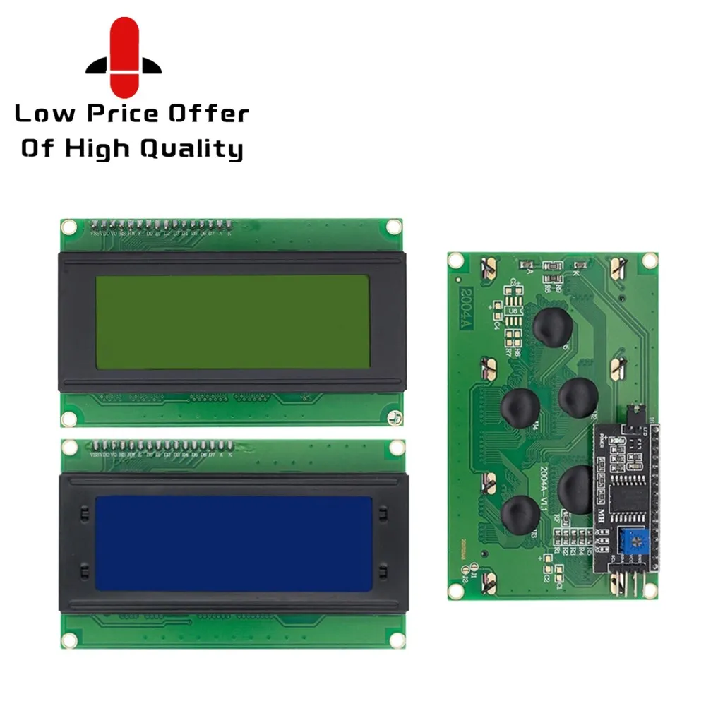 Фото ЖК дисплей 2004 + I2C 20x4 2004A синий/зеленый экран HD44780 символьный дисплей/w IIC/I2C
