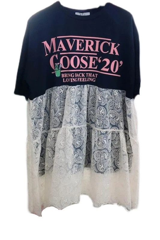 2021 Summer Women Letter Print Short Sleeve Loose Dress Stitching Mesh Lace Casual Short Dress Kawaii Girl Fashion
2021 Summer Women Letter Print Short Sleeve Loose Dress Stitching Mesh Lace Casual Short Dress Kawaii Girl Fashion