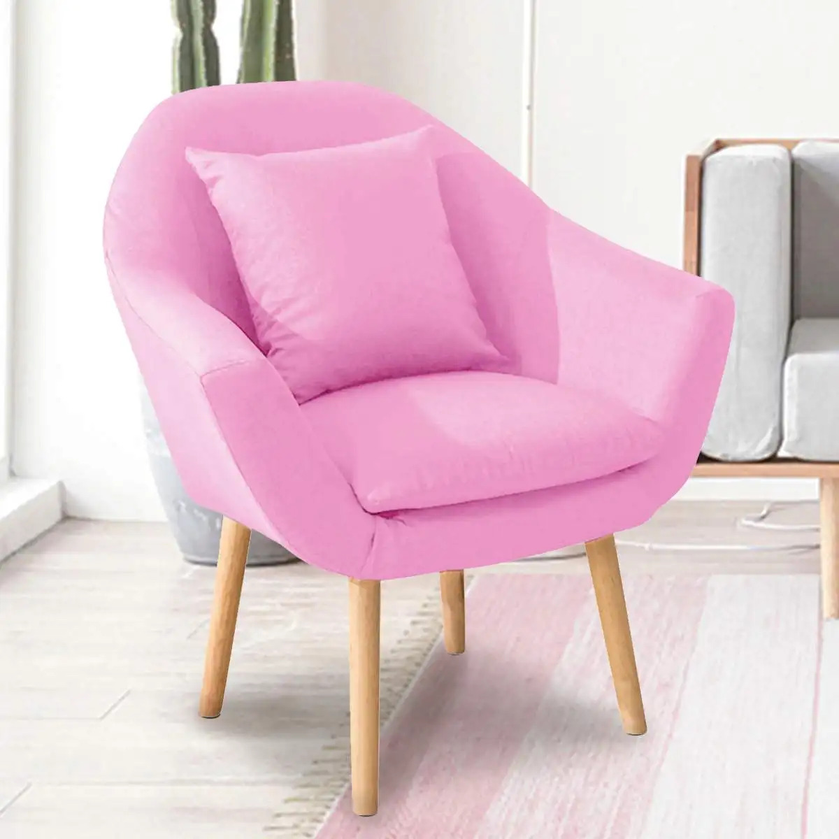 

Тканевый угловой диван в скандинавском стиле с одним сиденьем, хлопковый льняной мягкий стул с подушками и подлокотниками, мебель для гости...