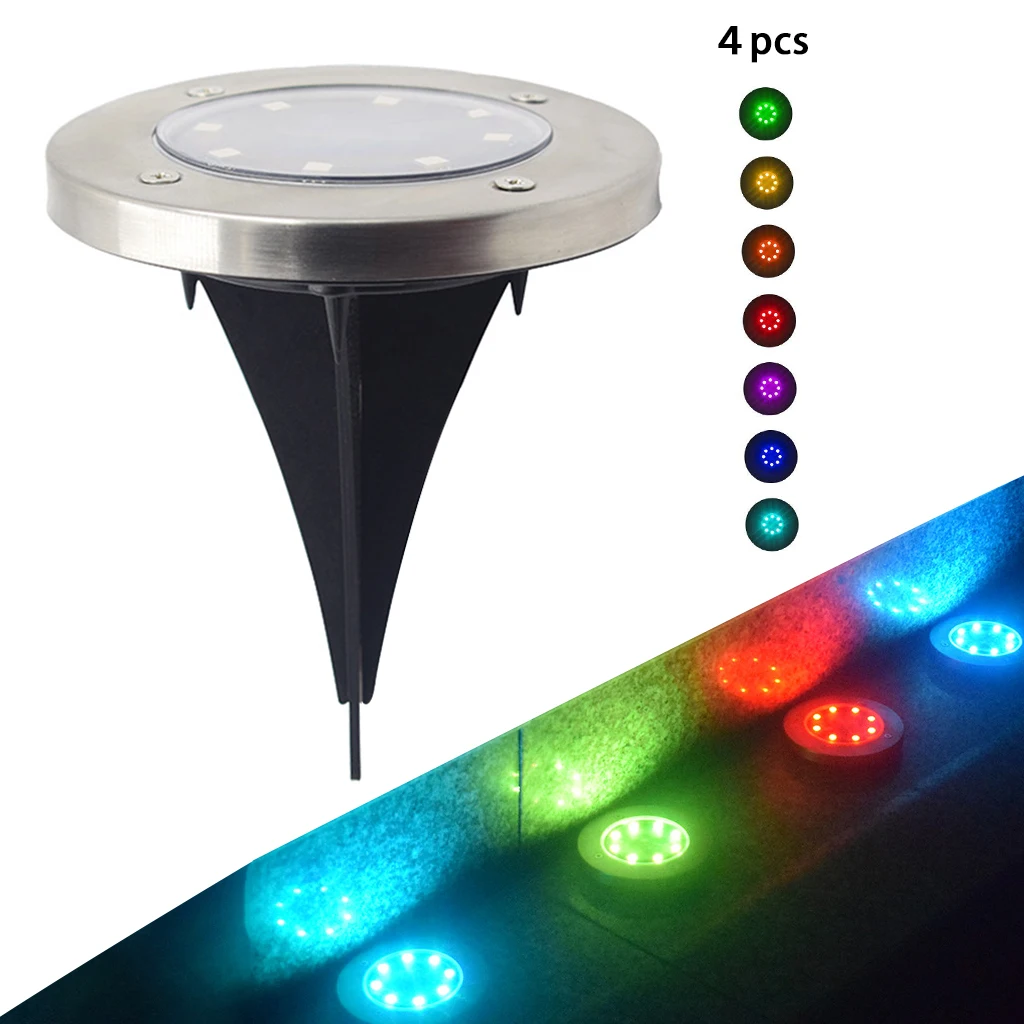 8 LEDs Solar Power Energy Ground Lamp Garden Light With Sensitive Sensor Waterproof Street Path 7 Colors | Лампы и освещение