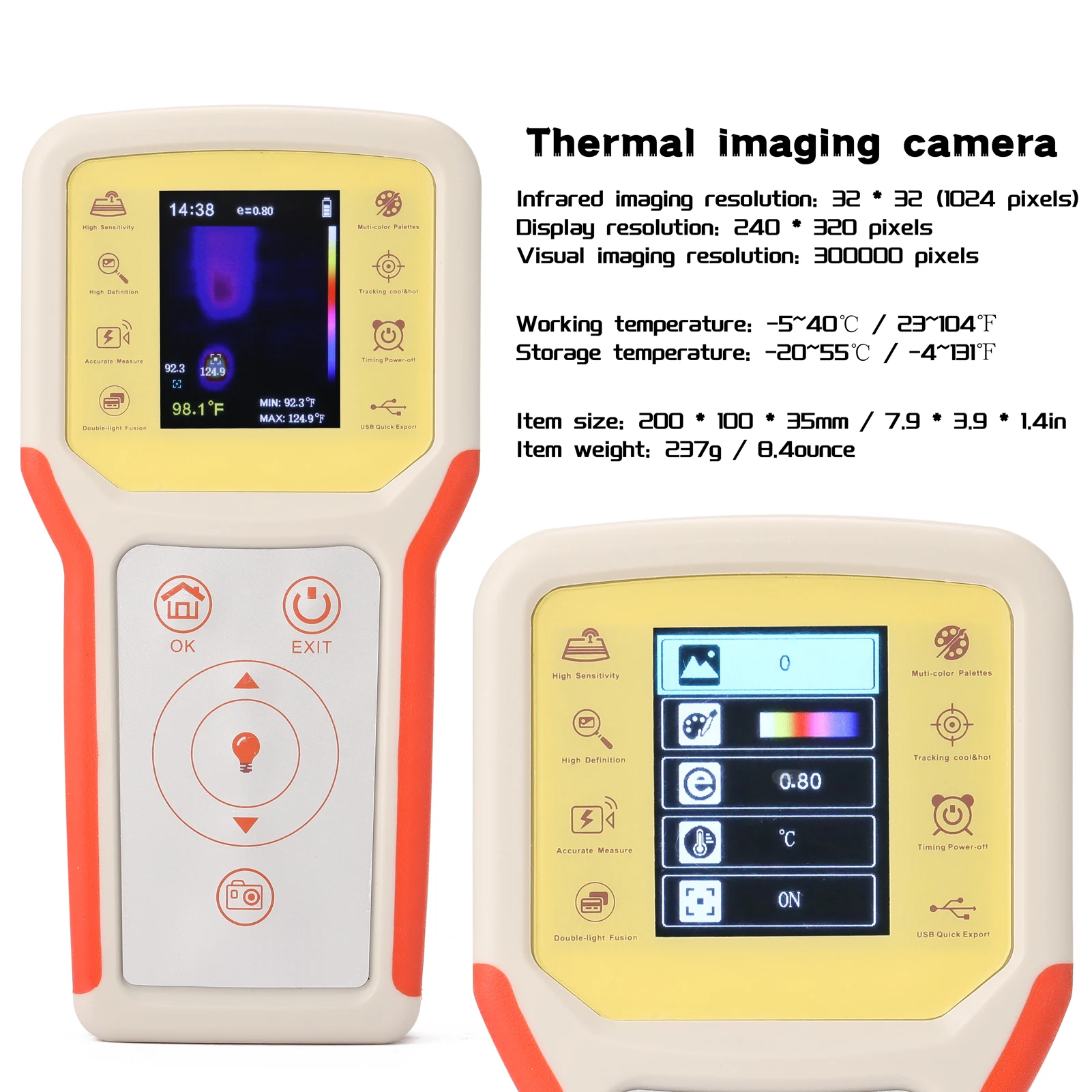 Handheld Portable 2.4 Inch TFT Screen 0.3MP Thermal Infrared Imager Industrial Household Multipurpose Thermal Imaging Imager
Handheld Portable 2.4 Inch TFT Screen 0.3MP Thermal Infrared Imager Industrial Household Multipurpose Thermal Imaging Imager