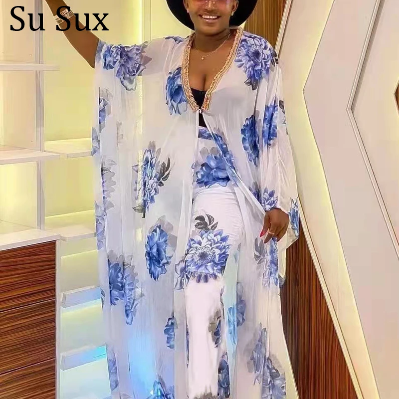 Print Wide Leg Pant Sets Women Holiday Beach Loose Chiffon Robe 2 Piece Set Plus Size Outfits African Clothes Vestidos 2021
Print Wide Leg Pant Sets Women Holiday Beach Loose Chiffon Robe 2 Piece Set Plus Size Outfits African Clothes Vestidos 2021