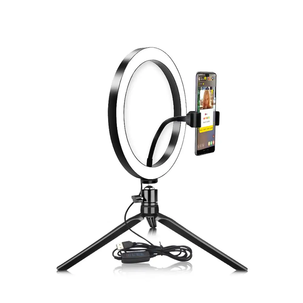 Novelty USB Dimmable LED Selfie Ring Light Cellphone Photography Lighting With Tripod For YouTube Makeup Video Live Studio Light
Novelty USB Dimmable LED Selfie Ring Light Cellphone Photography Lighting With Tripod For YouTube Makeup Video Live Studio Light